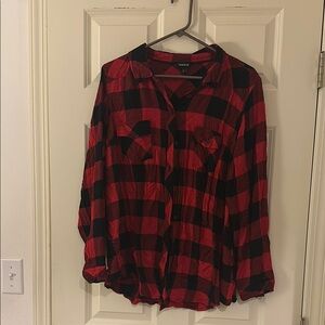Red and Black Plaid Button-Up Shirt